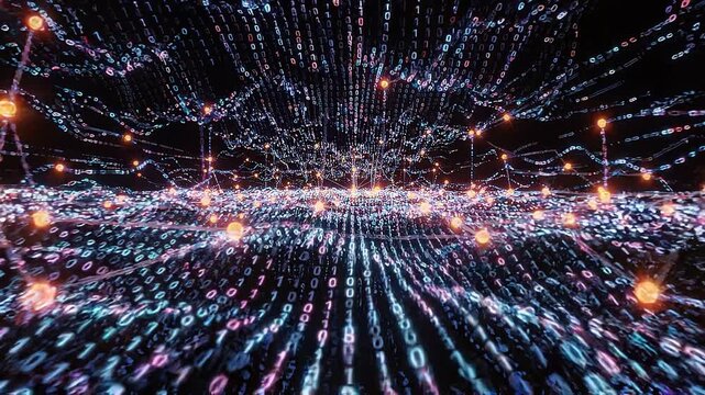 Digital data network stream: abstract cyber security and artificial intelligence background
