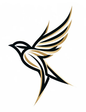 elegant gold and black bird icon logo design soaring flying swallow bird vector illustration isolated on white background modern minimal geometric line art graphic emblem luxury corporate identity