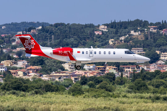 Redstar Aviation Bombardier Learjet 45 airplane at Corfu airport in Greece
