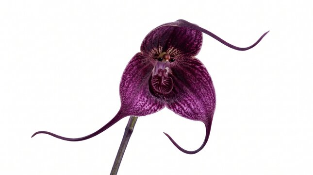 Single purple dracula orchid flower isolated on white background