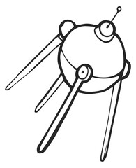 Fototapeta premium Sputnik doodle. Space retro artificial satellite icon