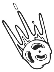Meteorite doodle. Falling meteor hand drawn icon © MicroOne