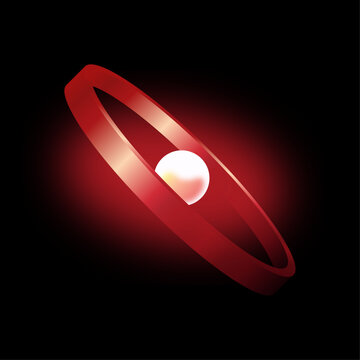 Abstract Red Ring with White Sphere and Glow on Black
