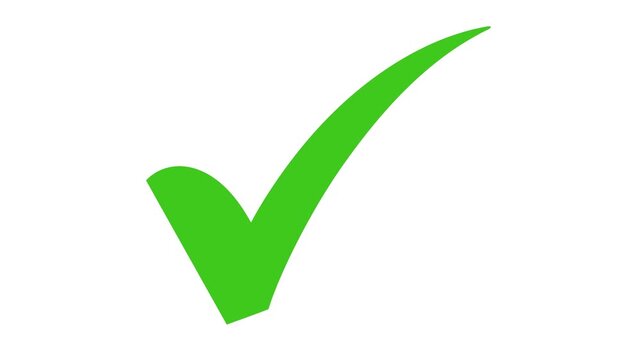 Green check mark transparent background on transparent background,4k motion graphics animation video.