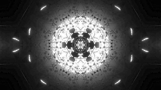 Monochrome Void Debris Tunnel Kaleidoscope Seamless 4K VJ Loop
