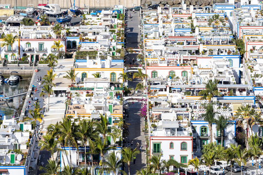Gran Canaria Puerto de Mogan island from above real estate marina holiday by the sea in Spain