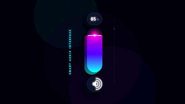 ​Vertical 3D flat design audio volume indicator UI animation loop