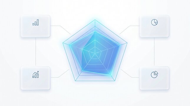 Modern business analytics radar chart with copy space for corporate presentations