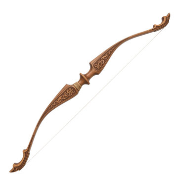 Elegant wooden bow with intricate carvings and a polished finish