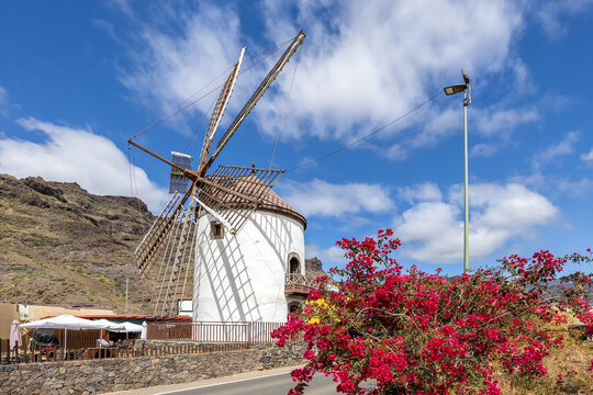 Windmill of Mogan on Gran Canaria island Canary Islands traveling vacation in Mog&aacute;n, Spain