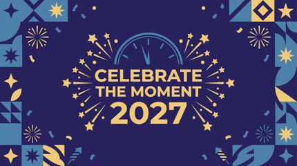 A vibrant and festive new year 2027 background vector illustration perfect for celebrations greetings and digital designs radiating joy and optimism © MstFatema