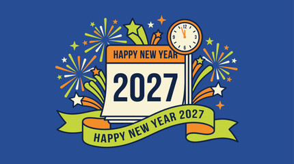 A vibrant and festive new year 2027 background vector illustration perfect for celebrations parties and digital greetings showcasing a joyful atmosphere © MstFatema