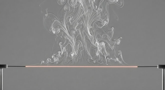Schlieren optical photography macro view capturing delicate feather-like refractive density gradients and thermal air convection plumes rising off a heated platinum wire