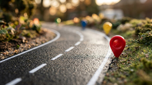 Miniature Road with Location Pins