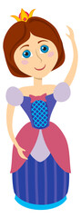 A cartoon girl in a princess costume is holding her hand up in the air © MicroOne