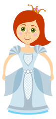 Obraz premium A cartoon girl in a blue dress with a crown on her head