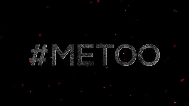 Metoo hashtag social movement concept with glowing particles and sparks background design