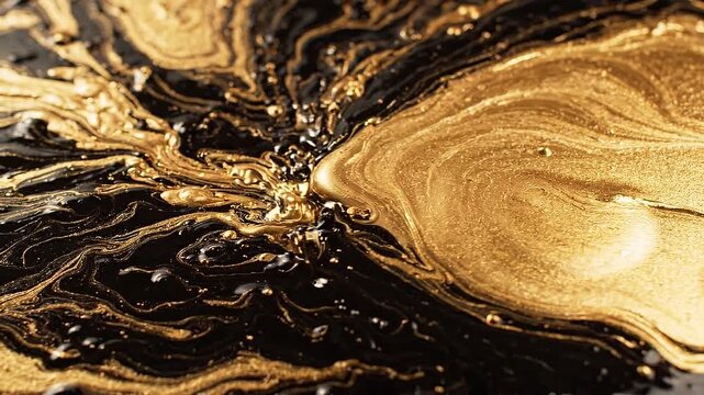 Gold and black liquid marble swirl abstract motion background