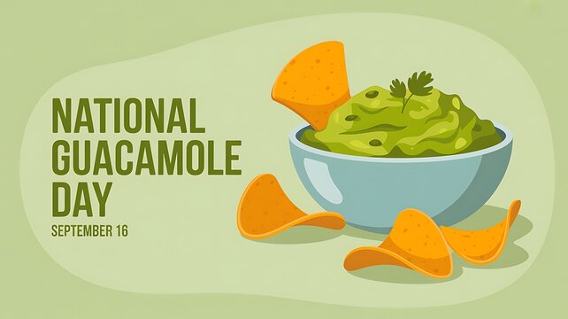 National guacamole day illustration with avocado dip and chips