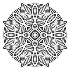 A black and white drawing of a flower with a white center © MicroOne