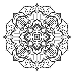 A black and white drawing of a flower with a lot of detail © MicroOne
