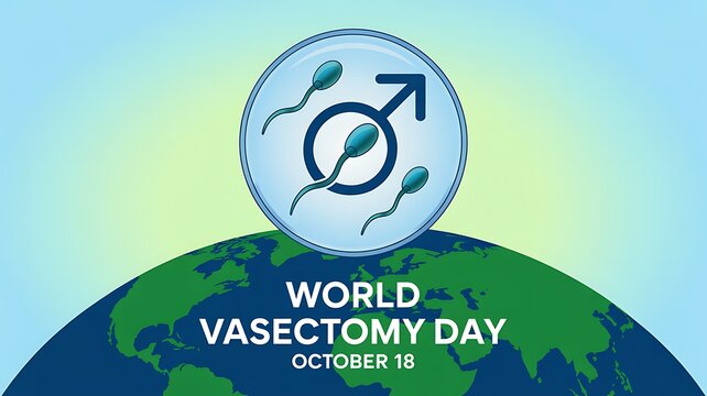 World vasectomy day symbol with male icon and sperm cells