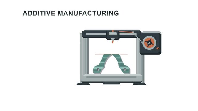 Additive manufacturing machine, 3D printing technology and industrial production for engineering, innovation and prototyping. 3D printer, laboratory and technical equipment for fabrication and tools