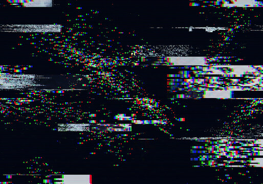 Abstract glitch art digital background with vibrant colors and distorted patterns