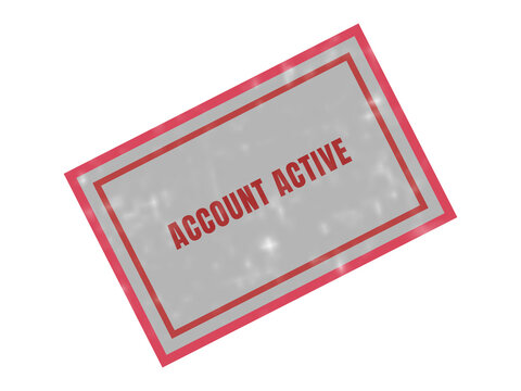 Account active stamp with pink border on gray background