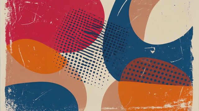 Contemporary Risograph Halftone Abstract Print