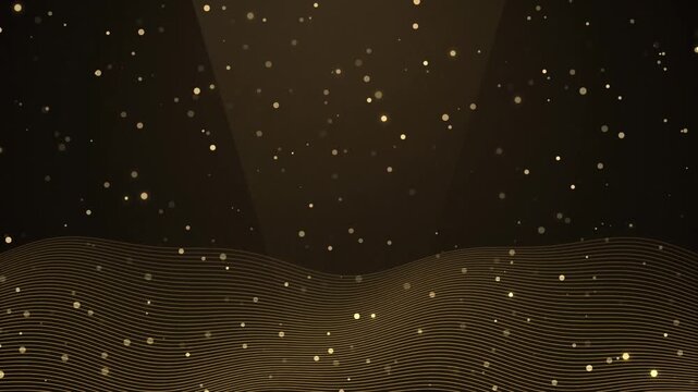 Golden Particle Wave Background Motion Graphic with Floating Dust Elements for Luxury Event Video