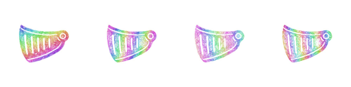 Rainbow color sketch visor icon design set