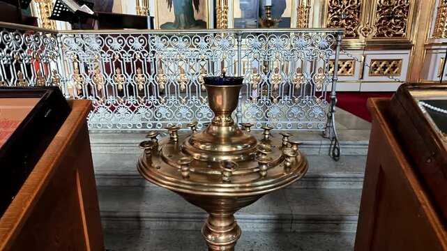 Uspenski Cathedral Interior Iconostasis and Chandelier in Helsinki Finland