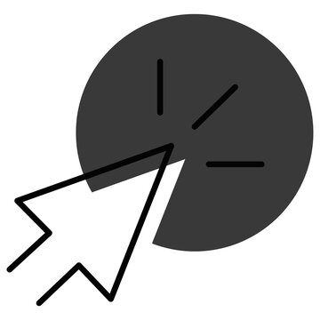 Mouse cursor clicking on pie chart icon