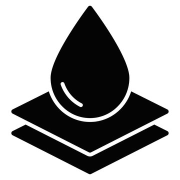 Black water drop icon on a tablet device