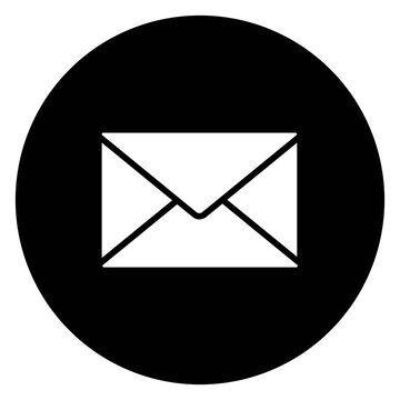 Minimal envelope icon in black circle background