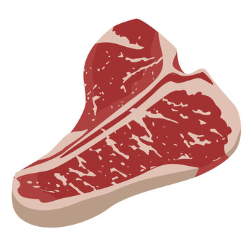 Juicy steak slice with visible fat marbling on white