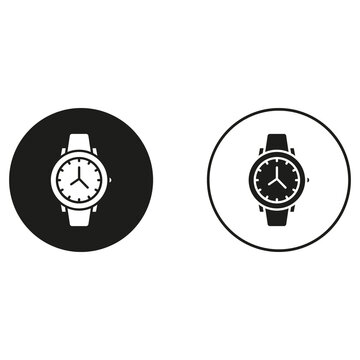 Two stylish wristwatches on black circular background