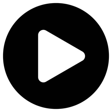 Modern play button icon with white triangle on black circle