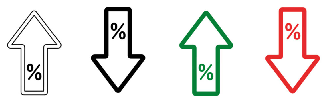 percentage growth increase decrease arrow icon
