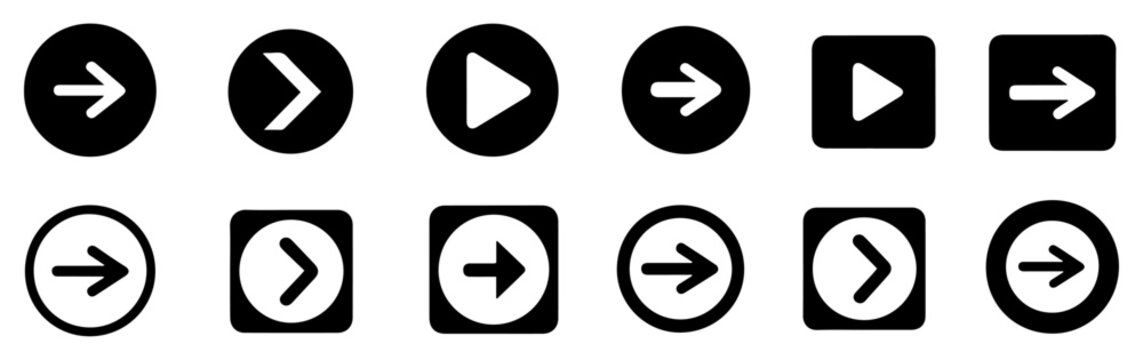 arrow next back navigation button icon set
