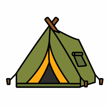 Colorful triangular tent illustration for camping trips.