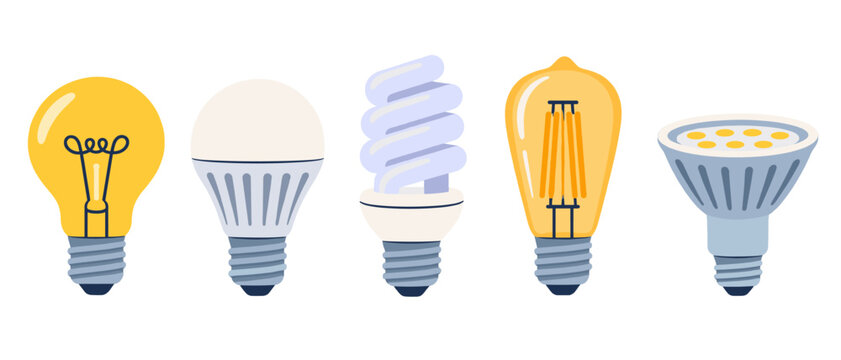 Set of different light bulbs for home lighting