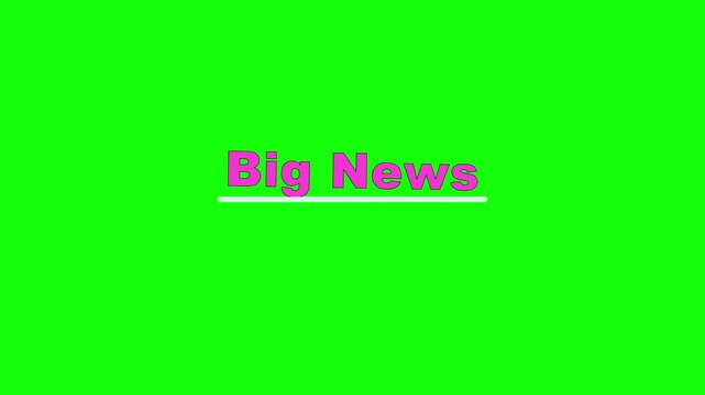 Big News Baseline Wave Text Animation on Green Screen