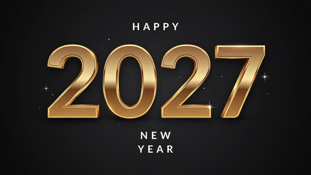 New Year 2027 celebration with golden numbers and festive design