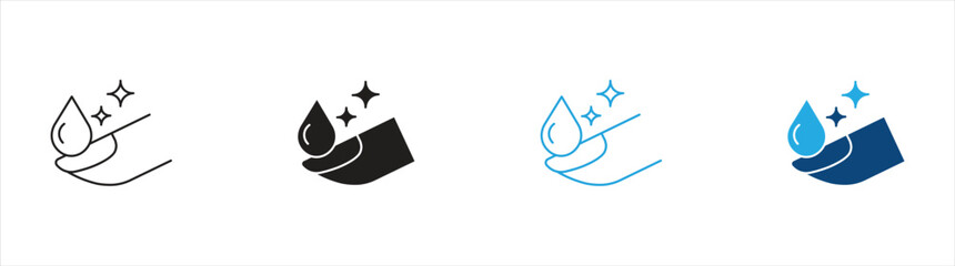 Obraz premium Nail Care Hand Hygiene Icon Set, Representing Nail Care, Hand Hygiene, Personal Care, Cleanliness, and Beauty, Vector Illustration