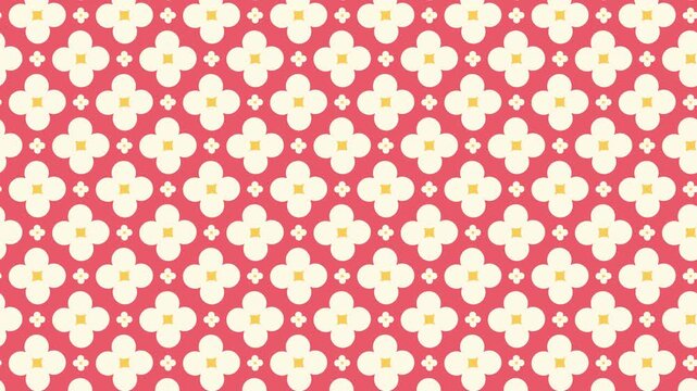 Abstract floral pattern with scrolling movement on red background