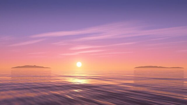 Midnight Sun Skimming Arctic Sea Horizon Glittering Sun Path Seamless Loop