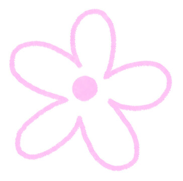 Hand drawn flower doodle pink line illustration
