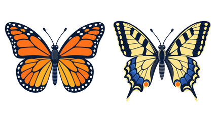 Monarch and swallowtail butterflies with colorful patterned wings © Artstock